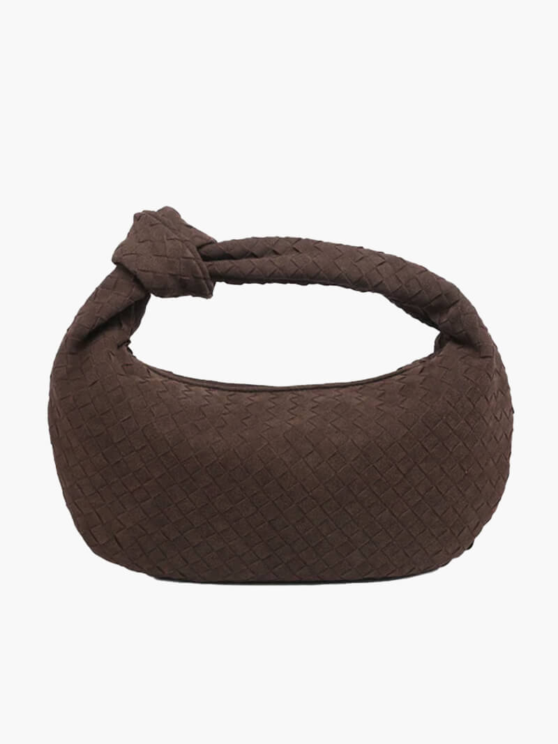 Mittelgroße geflochtene Tasche aus Wildlederimitat