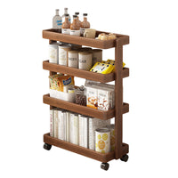 Mobiler rechteckiger 4-stöckiger Beistelltisch aus Massivholz im traditionellen Vintage-Stil fürs Wohnzimmer