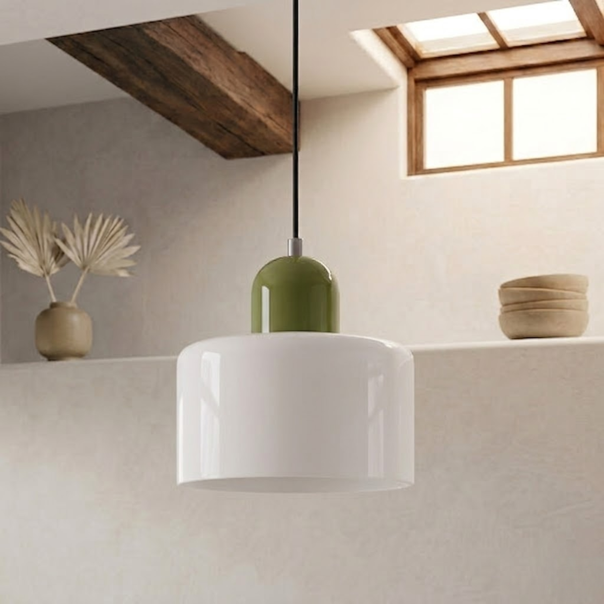 Moderne Glas-Pendelleuchte in Trommelform