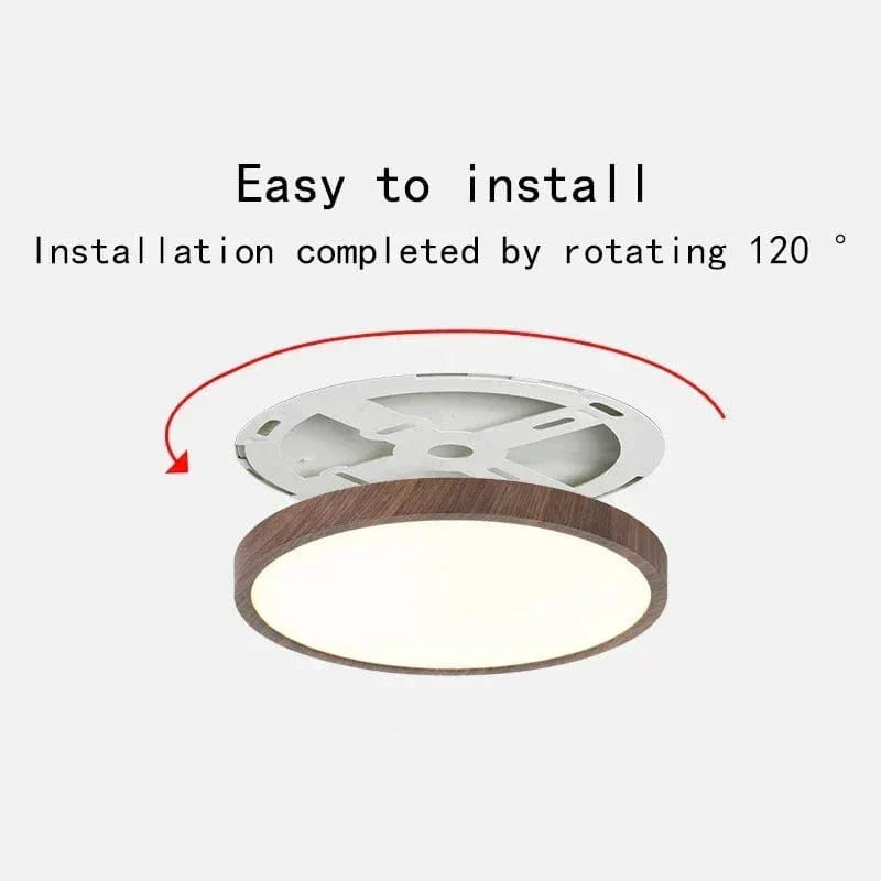 Moderne runde und ultradünne LED-Deckenleuchte in Holzoptik