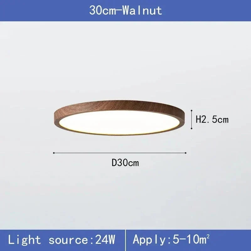 Moderne runde und ultradünne LED-Deckenleuchte in Holzoptik