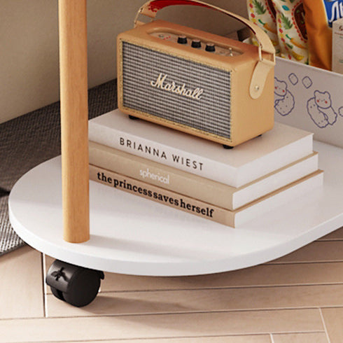 Moderner minimalistischer Beistelltisch aus Massivholz mit 3 Ebenen fürs Wohnzimmer, rund und oval