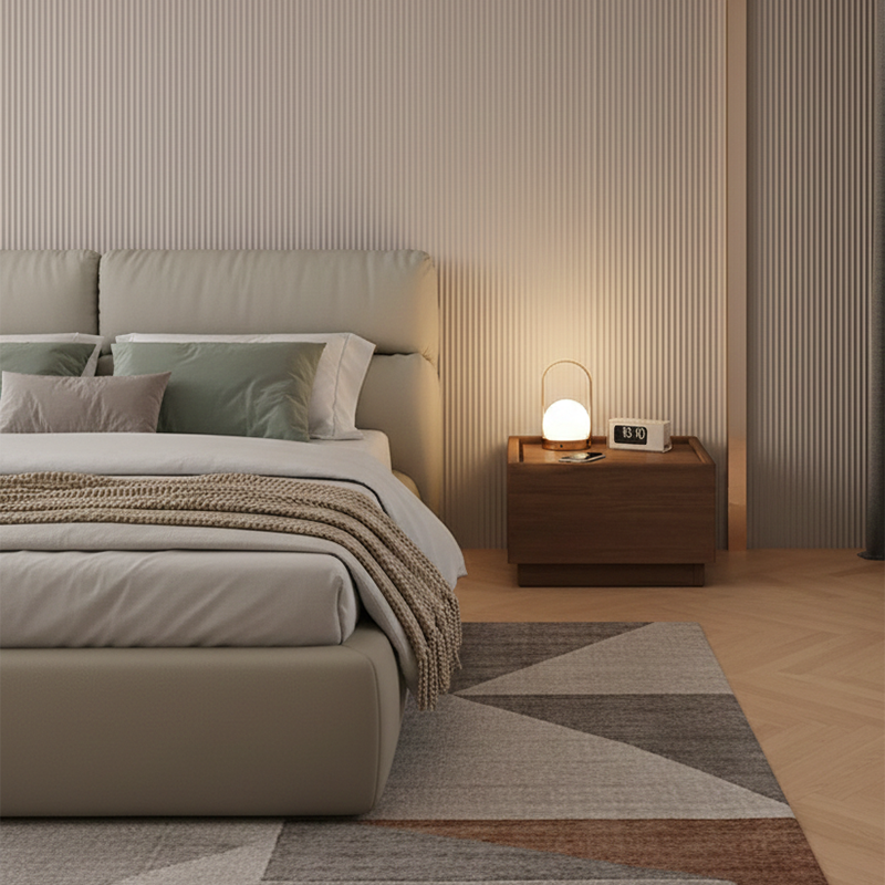 Moderner minimalistischer rechteckiger Nachttisch aus MDF, modular und einstöckig fürs Schlafzimmer