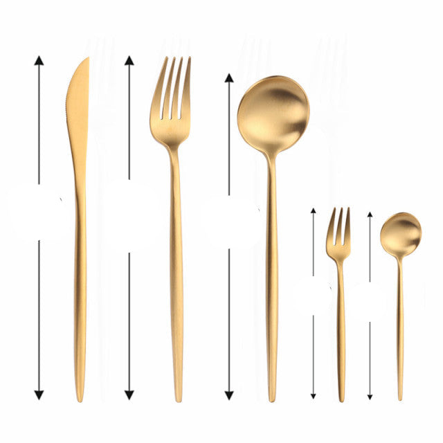 Modernes minimalistisches Besteckset aus 18/10-Edelstahl mit Titanbeschichtung