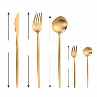 Modernes minimalistisches Besteckset aus 18/10-Edelstahl mit Titanbeschichtung