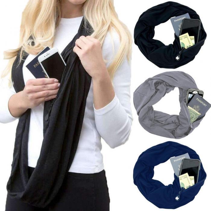Multifunktionaler Infinity-Schal mit Tasche