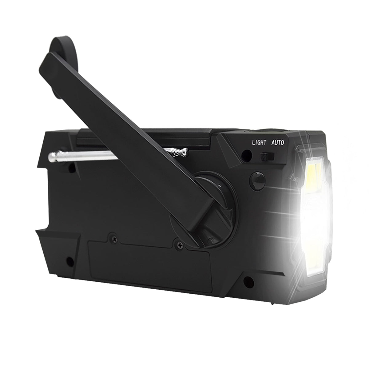 Notfallradio mit Solarpanel, Handkurbel, Taschenlampe und USB-Ladefunktion