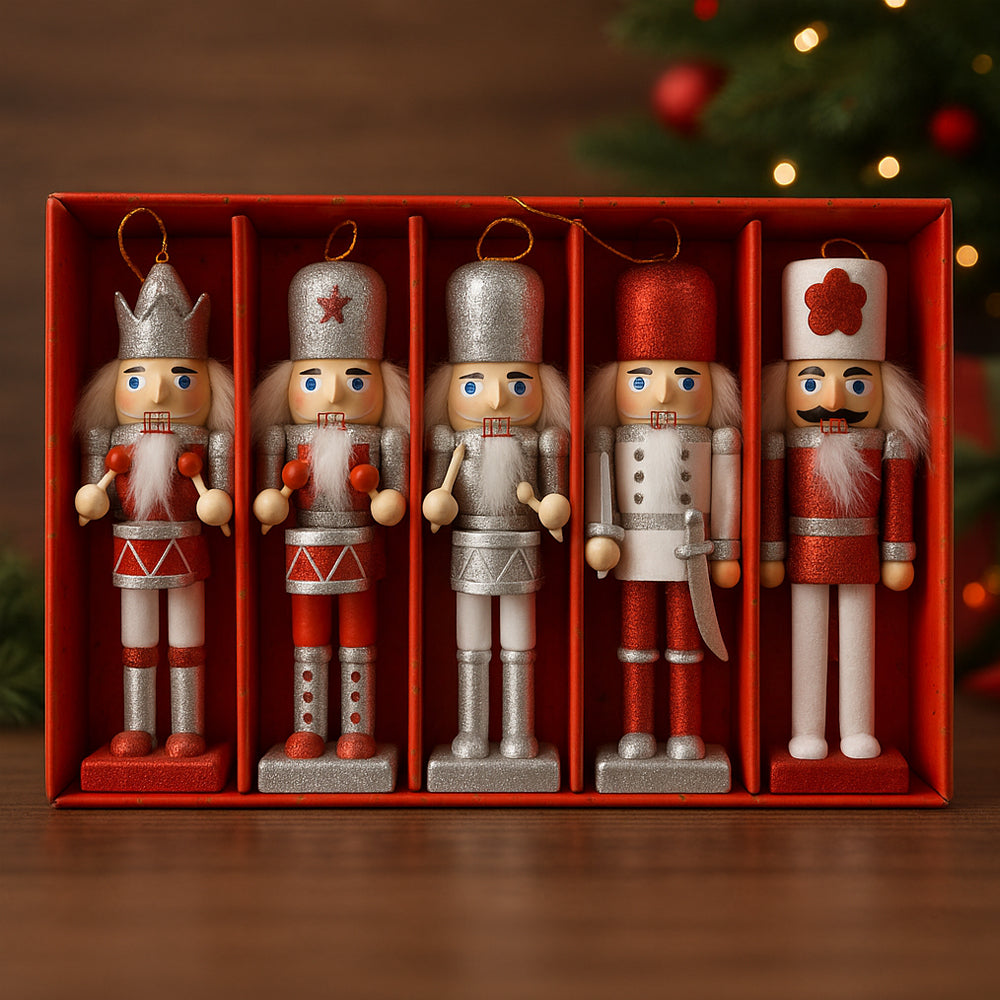Nussknacker-Figuren aus Holz, 12,5 cm, 5er-Set
