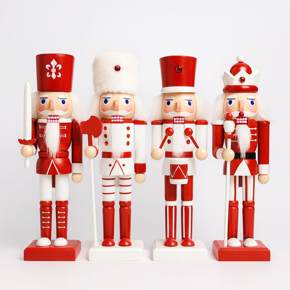 Nussknacker-Figuren aus Holz – 24 cm, 4er-Set