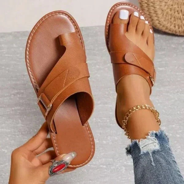 Orthopädische Damen-Ledersandalen mit Hallux-valgus-Korrektur