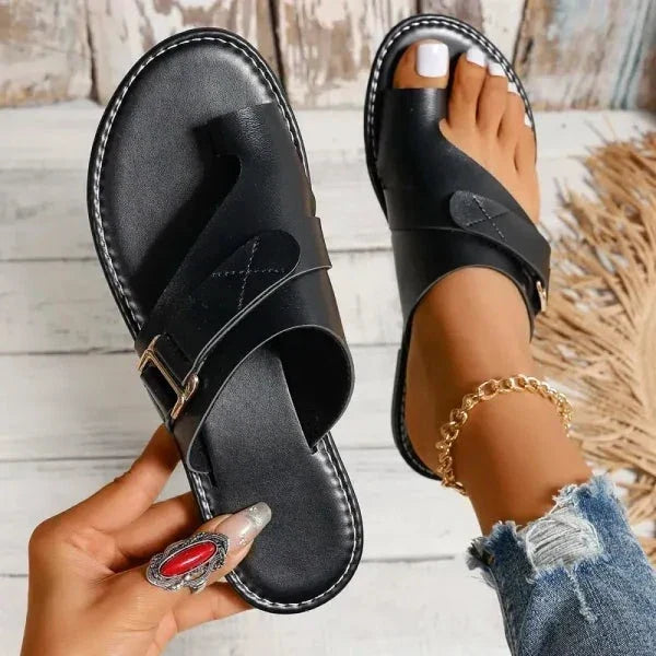 Orthopädische Damen-Ledersandalen mit Hallux-valgus-Korrektur