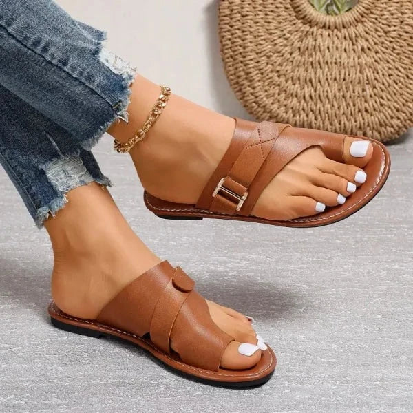 Orthopädische Damen-Ledersandalen mit Hallux-valgus-Korrektur