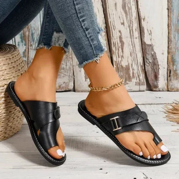 Orthopädische Damen-Ledersandalen mit Hallux-valgus-Korrektur