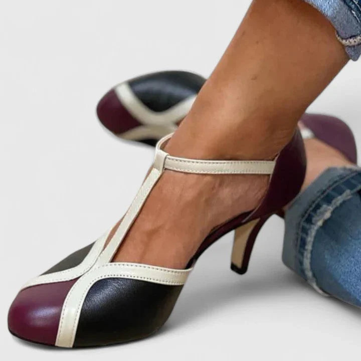 Orthopädische Mary-Jane-Pumps für Damen mit spitzer Zehenpartie, Riemchen und Schnallenverschluss