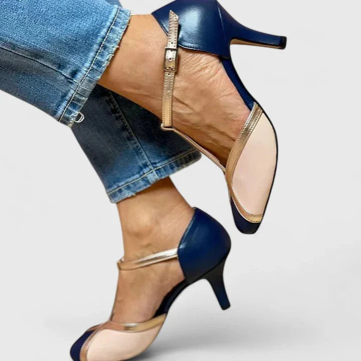 Orthopädische Mary-Jane-Pumps für Damen mit spitzer Zehenpartie, Riemchen und Schnallenverschluss