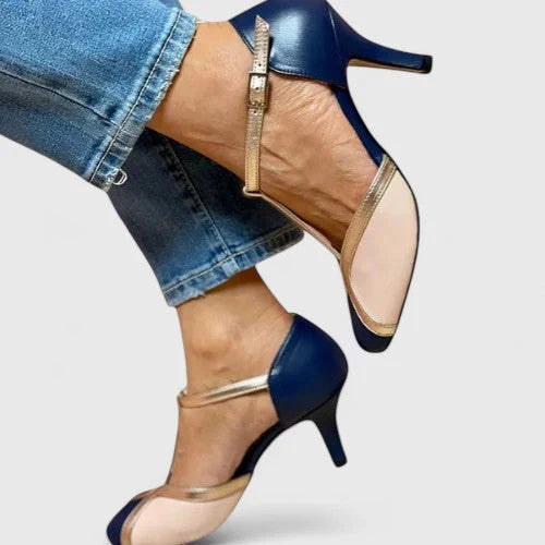 Orthopädische Mary-Jane-Pumps für Damen mit spitzer Zehenpartie, Riemchen und Schnallenverschluss