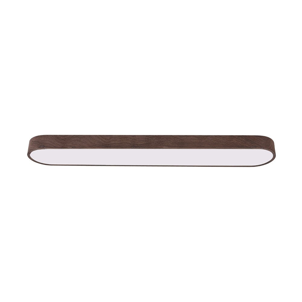 Ovale LED-Deckenleuchte in Holzoptik, Metallrahmen, 65–90 cm, warmweiß oder kaltweiß