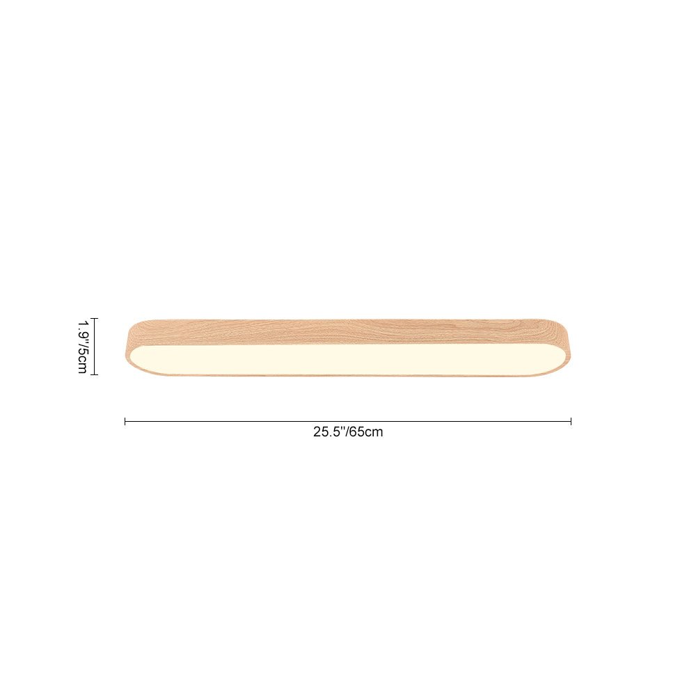 Ovale LED-Deckenleuchte in Holzoptik, Metallrahmen, 65–90 cm, warmweiß oder kaltweiß