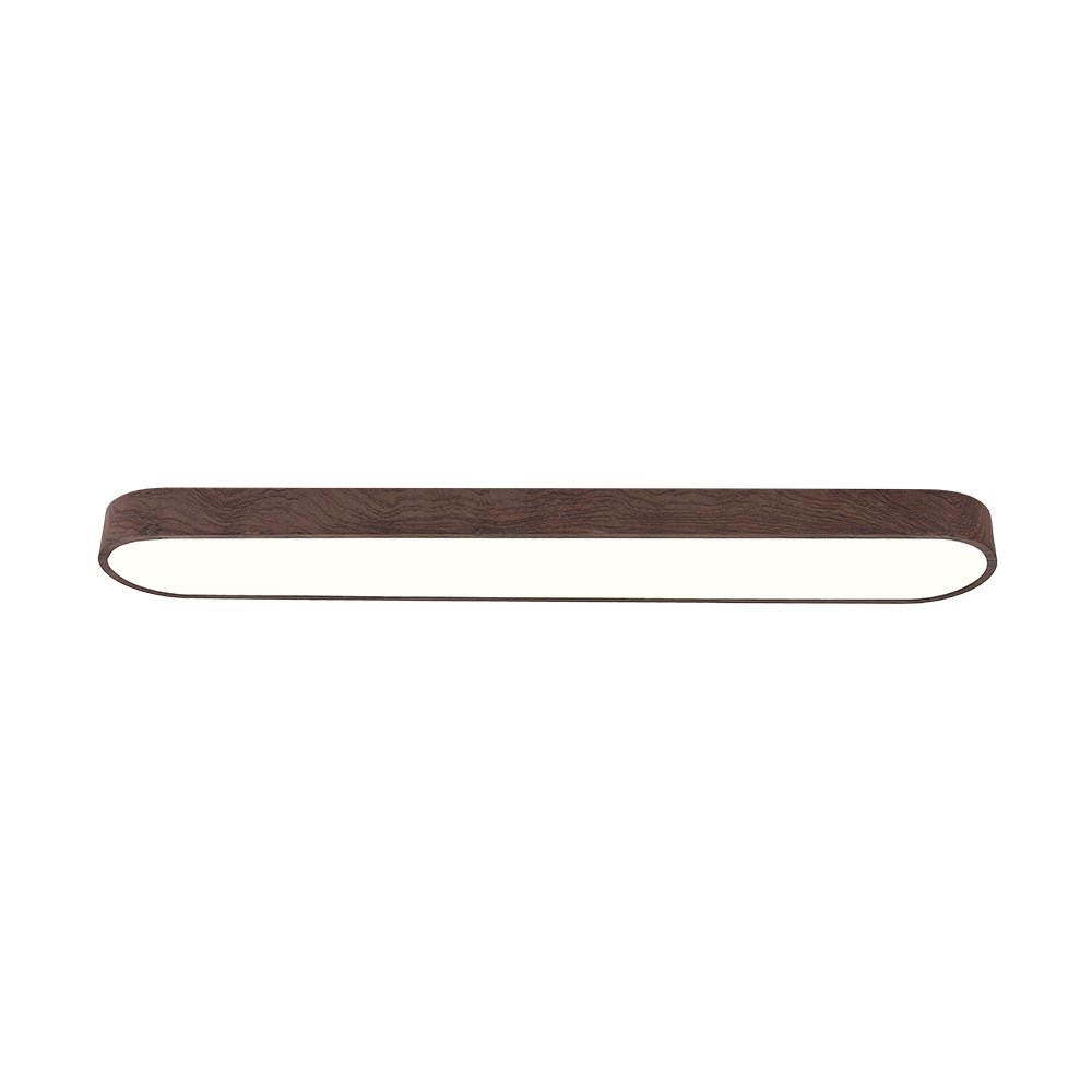 Ovale LED-Deckenleuchte in Holzoptik, Metallrahmen, 65–90 cm, warmweiß oder kaltweiß
