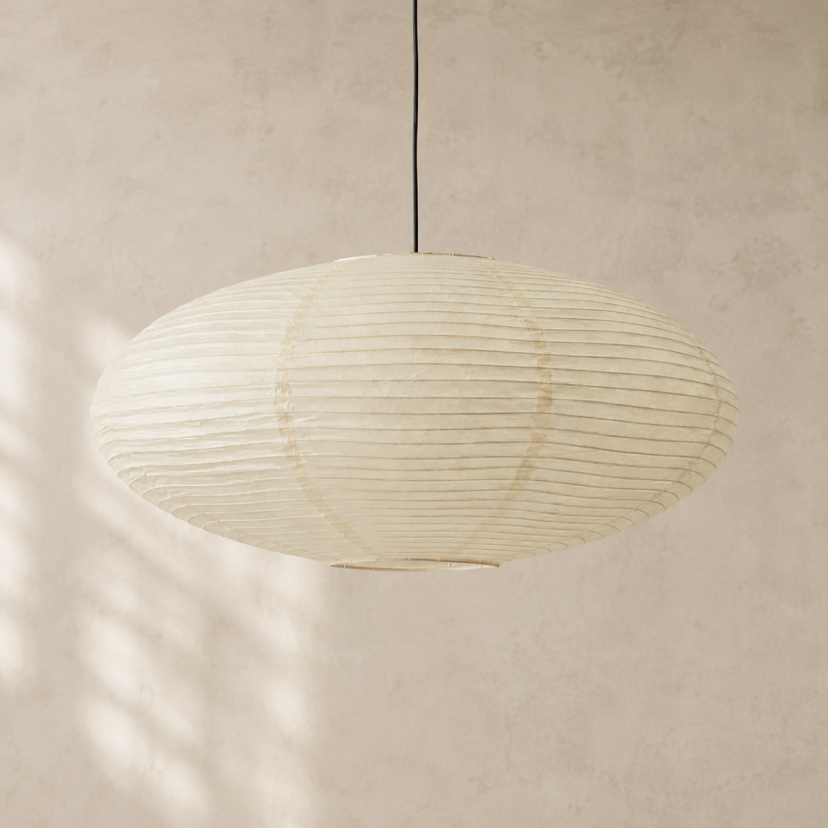 Ovale LED-Pendelleuchte im Wabi-Sabi-Stil mit Reispapierschirm