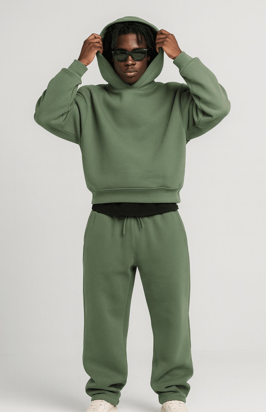 Oversized Herren-Jogginganzug aus Fleece mit Hoodie und Jogginghose