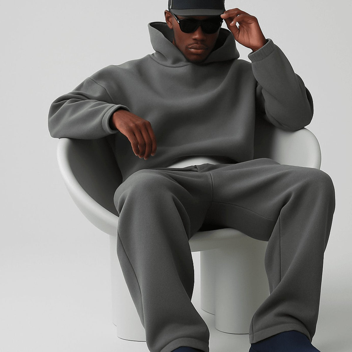 Oversized Herren-Jogginganzug aus Fleece mit Hoodie und Jogginghose