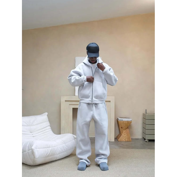 Oversized-Jogginganzug-Set für Herren mit Zip-Hoodie und Wide-Leg-Jogginghose