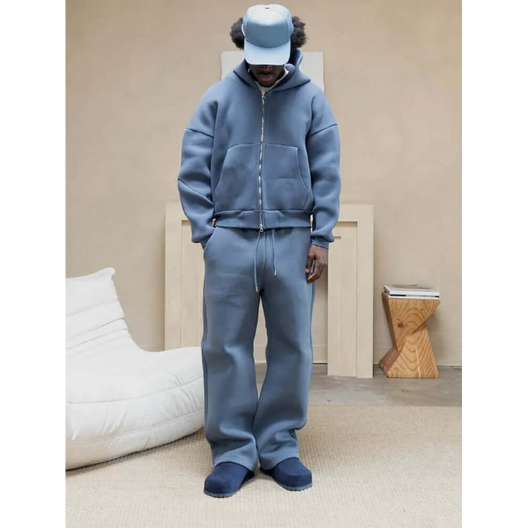 Oversized-Jogginganzug-Set für Herren mit Zip-Hoodie und Wide-Leg-Jogginghose