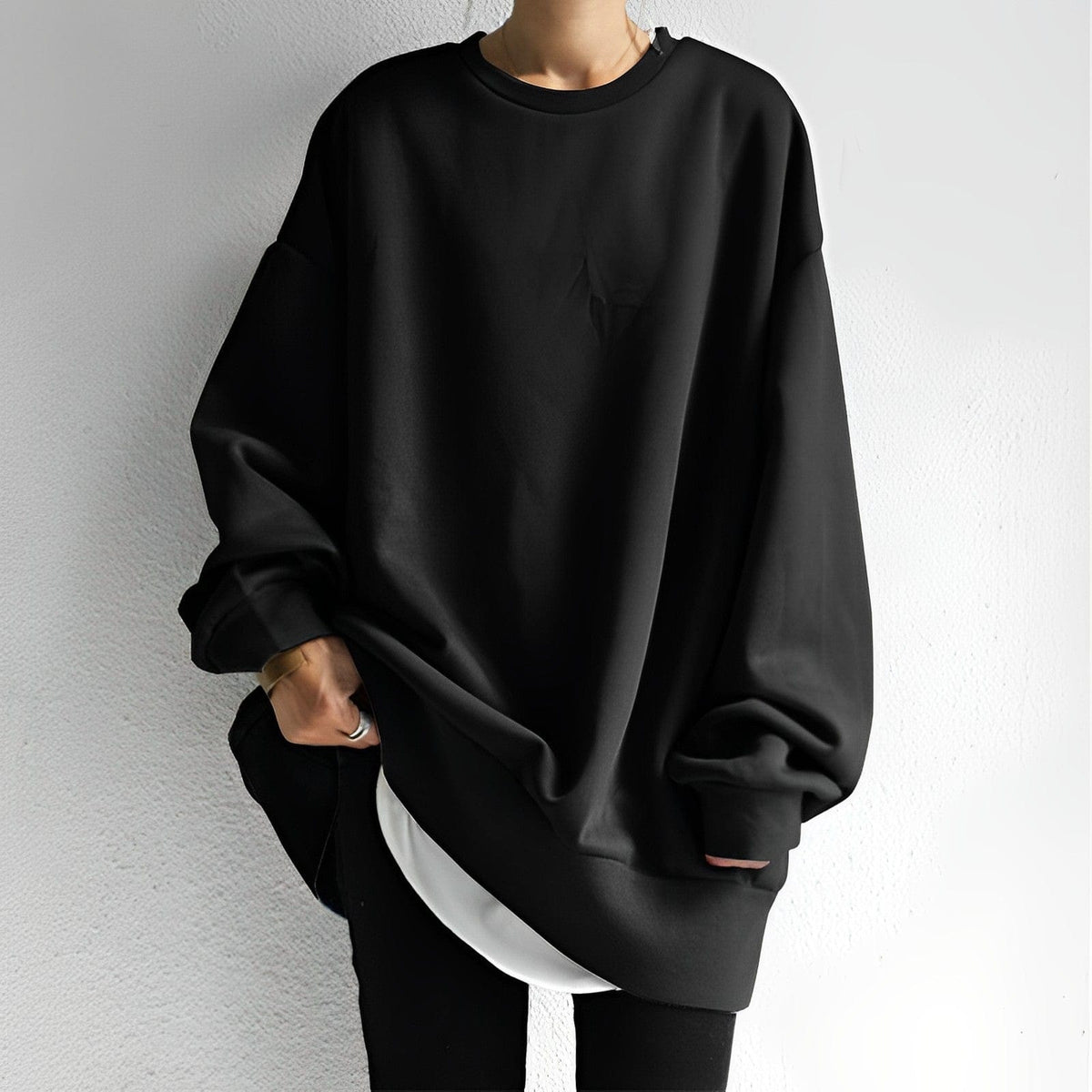 Oversized-Pullover mit Rundhalsausschnitt für Damen