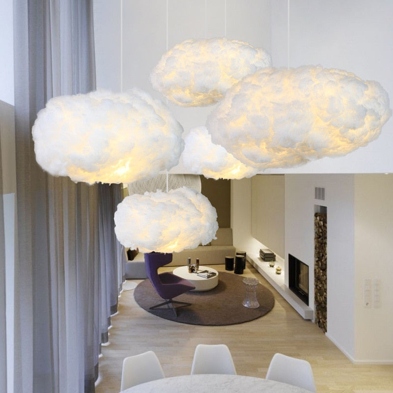 Pendelleuchte aus Baumwolle mit Diffusor, sanftes warmes Licht