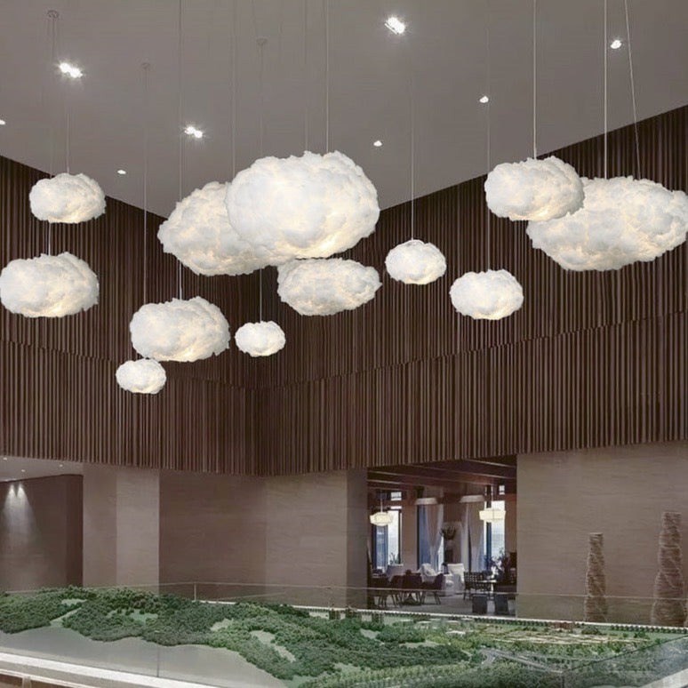 Pendelleuchte aus Baumwolle mit Diffusor, sanftes warmes Licht