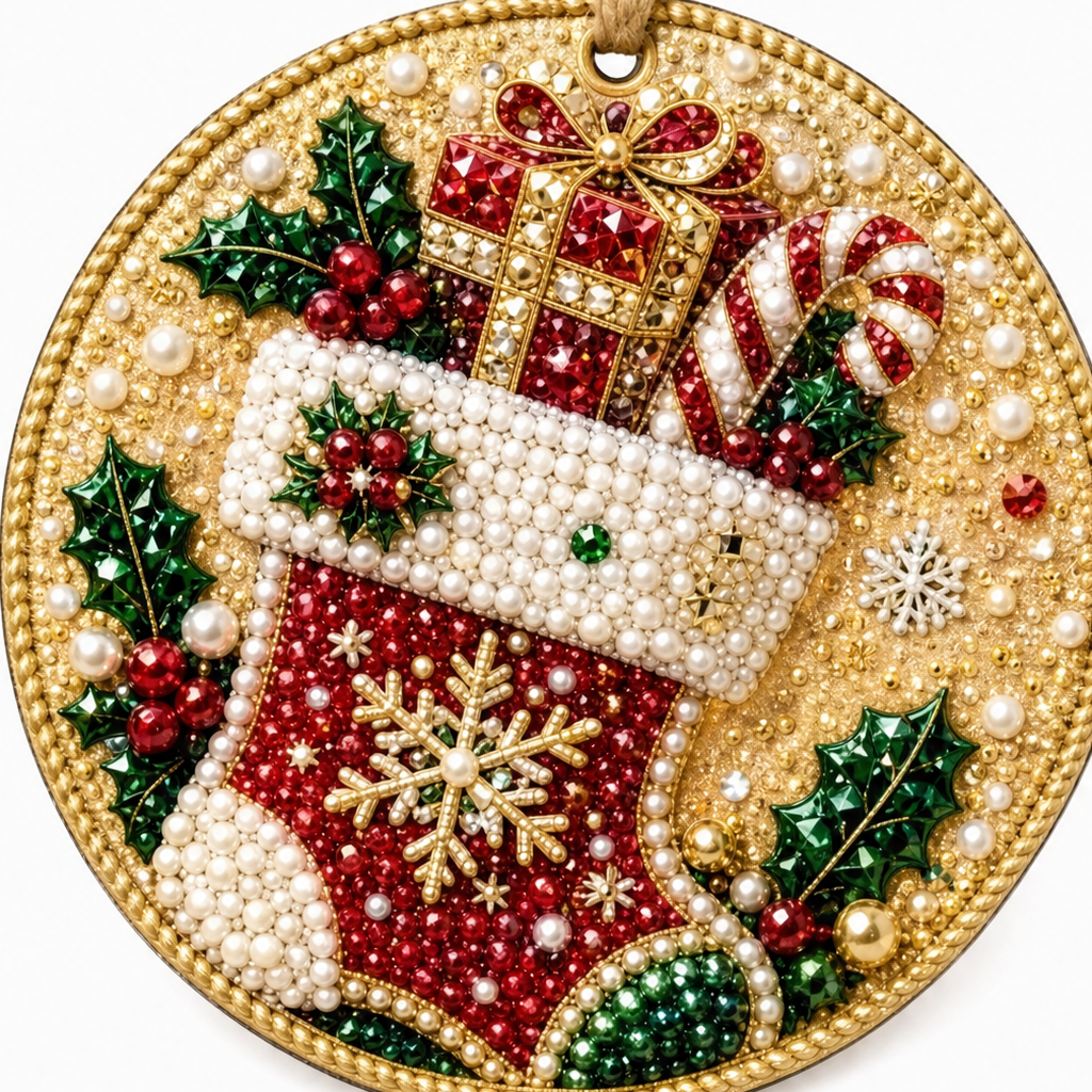 Perlen- und Schmuckstein-Weihnachtsbaumanhänger, 6er-Set