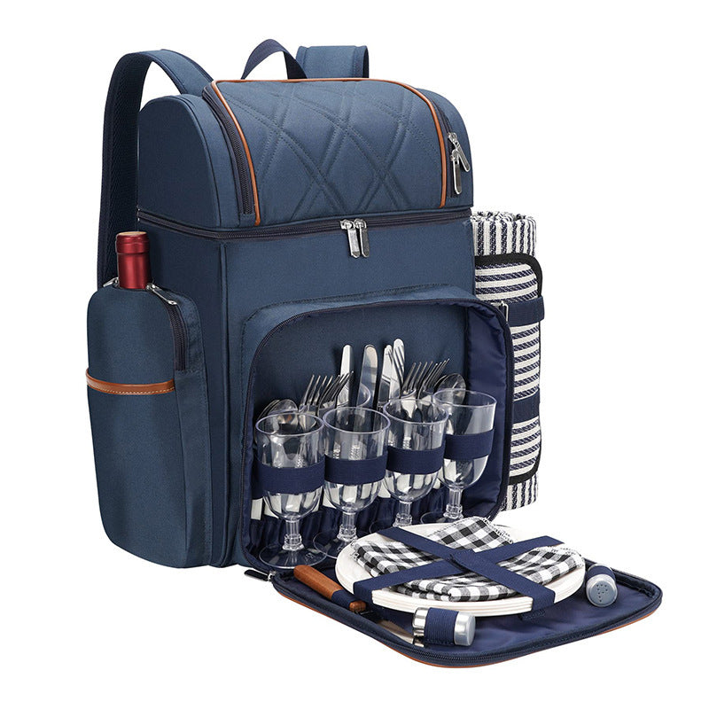 Picknick-Rucksack mit komplettem Geschirrset