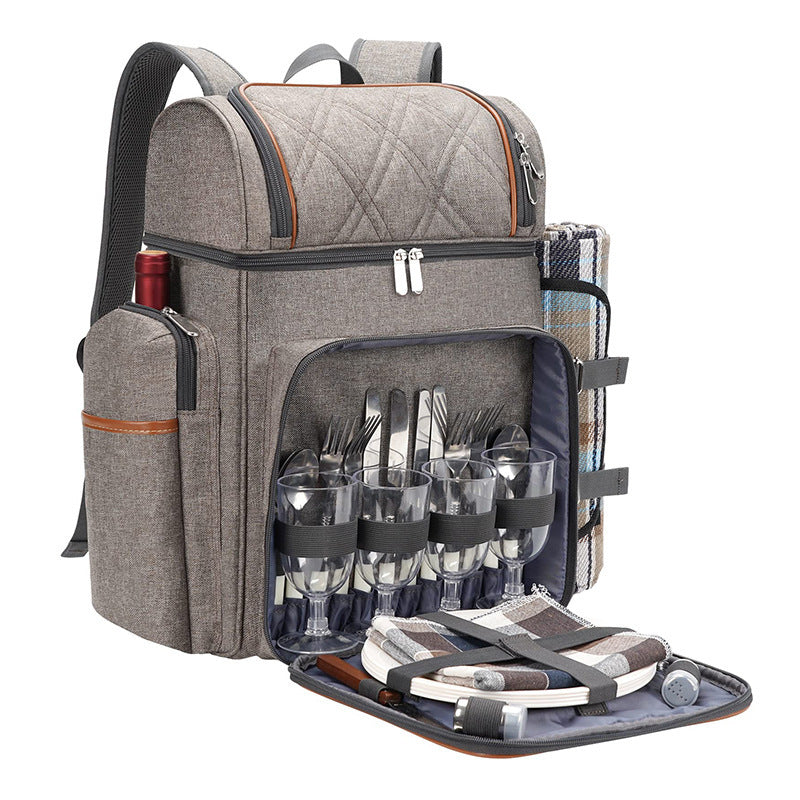 Picknick-Rucksack mit komplettem Geschirrset