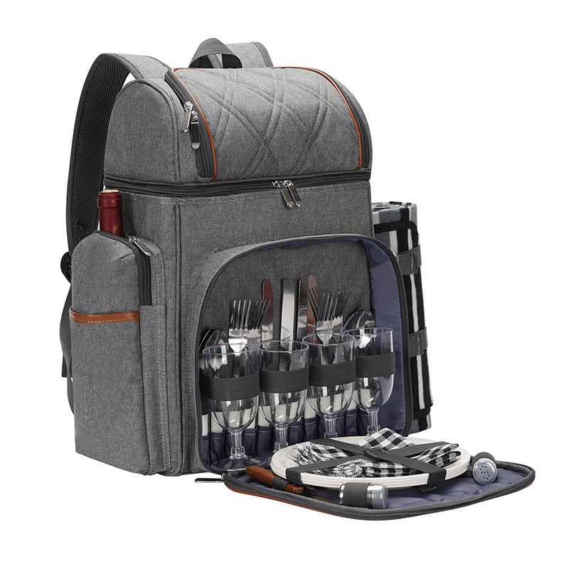Picknick-Rucksack mit komplettem Geschirrset
