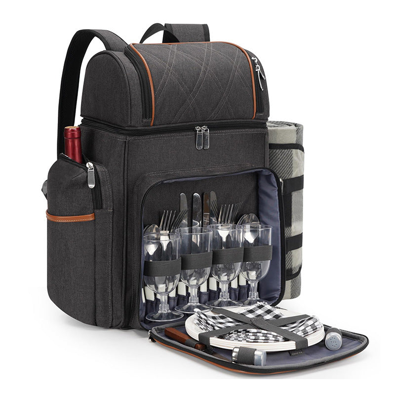 Picknick-Rucksack mit komplettem Geschirrset