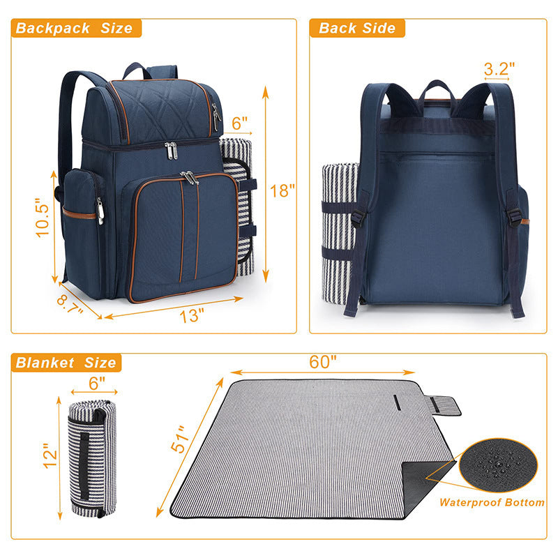 Picknick-Rucksack mit komplettem Geschirrset
