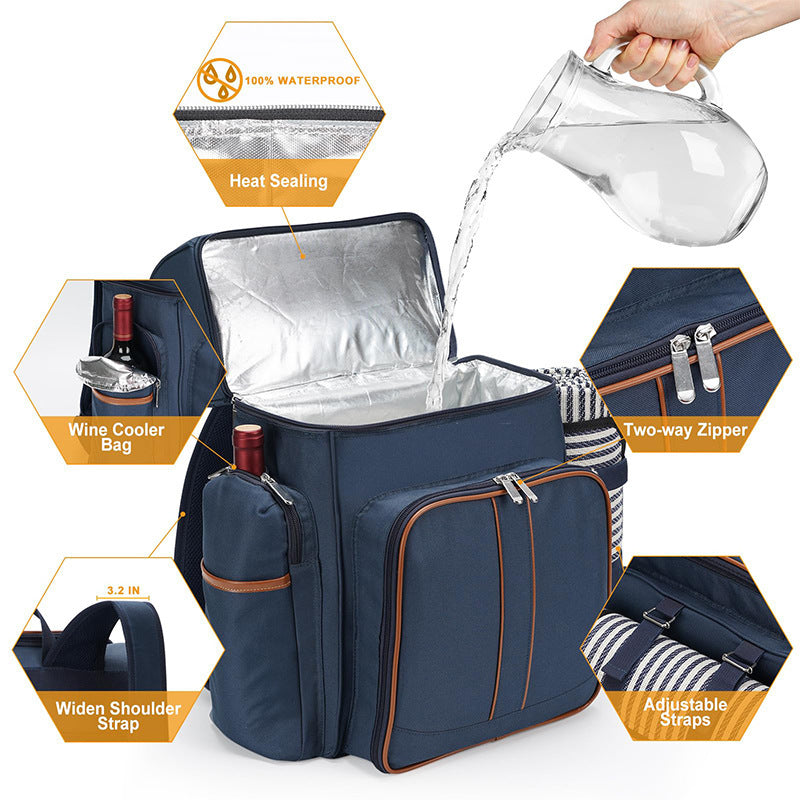 Picknick-Rucksack mit komplettem Geschirrset