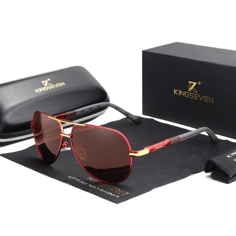 Polarisierende Vintage-Sonnenbrille aus Aluminium für Herren