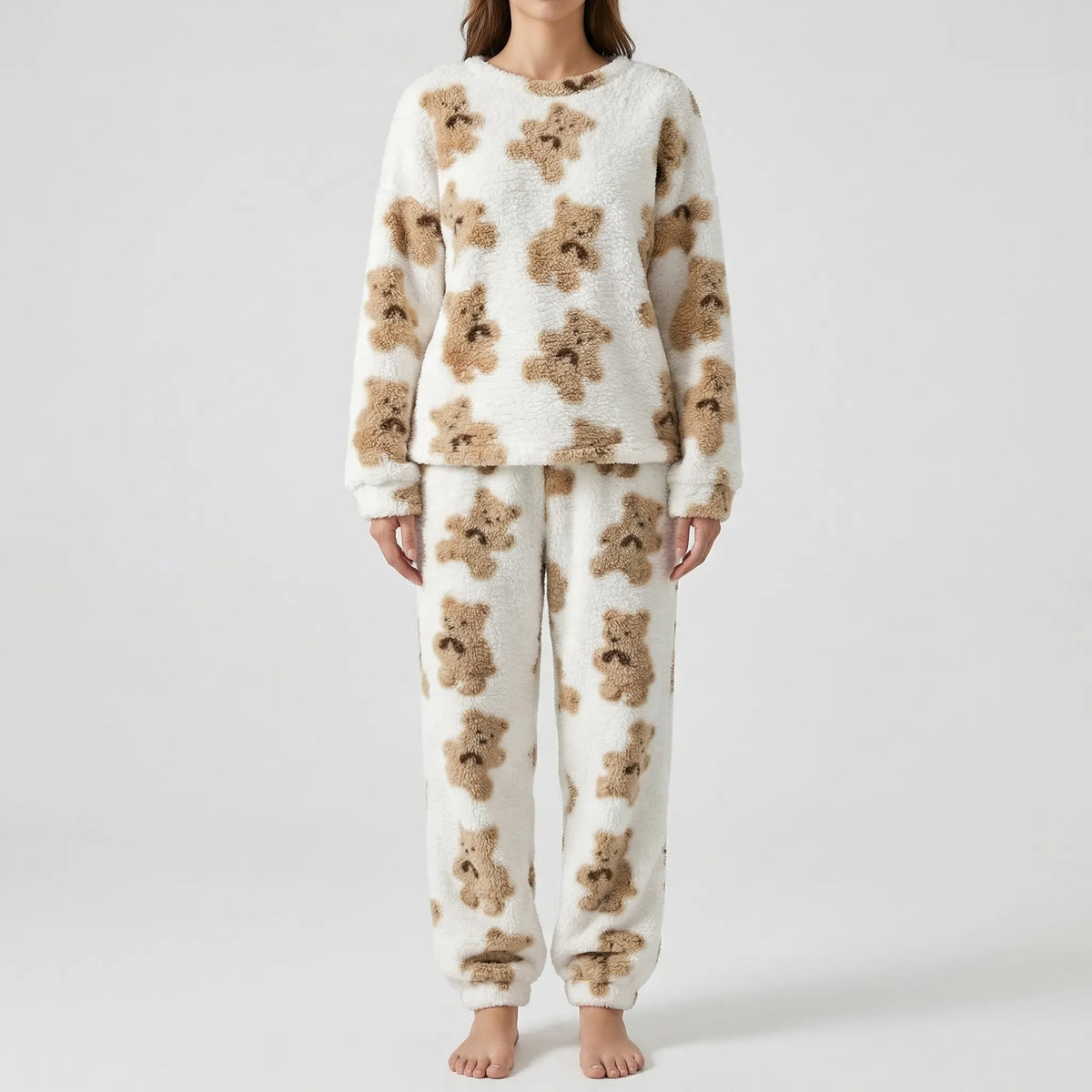 Pyjama-Set mit flauschigem Bärenmuster
