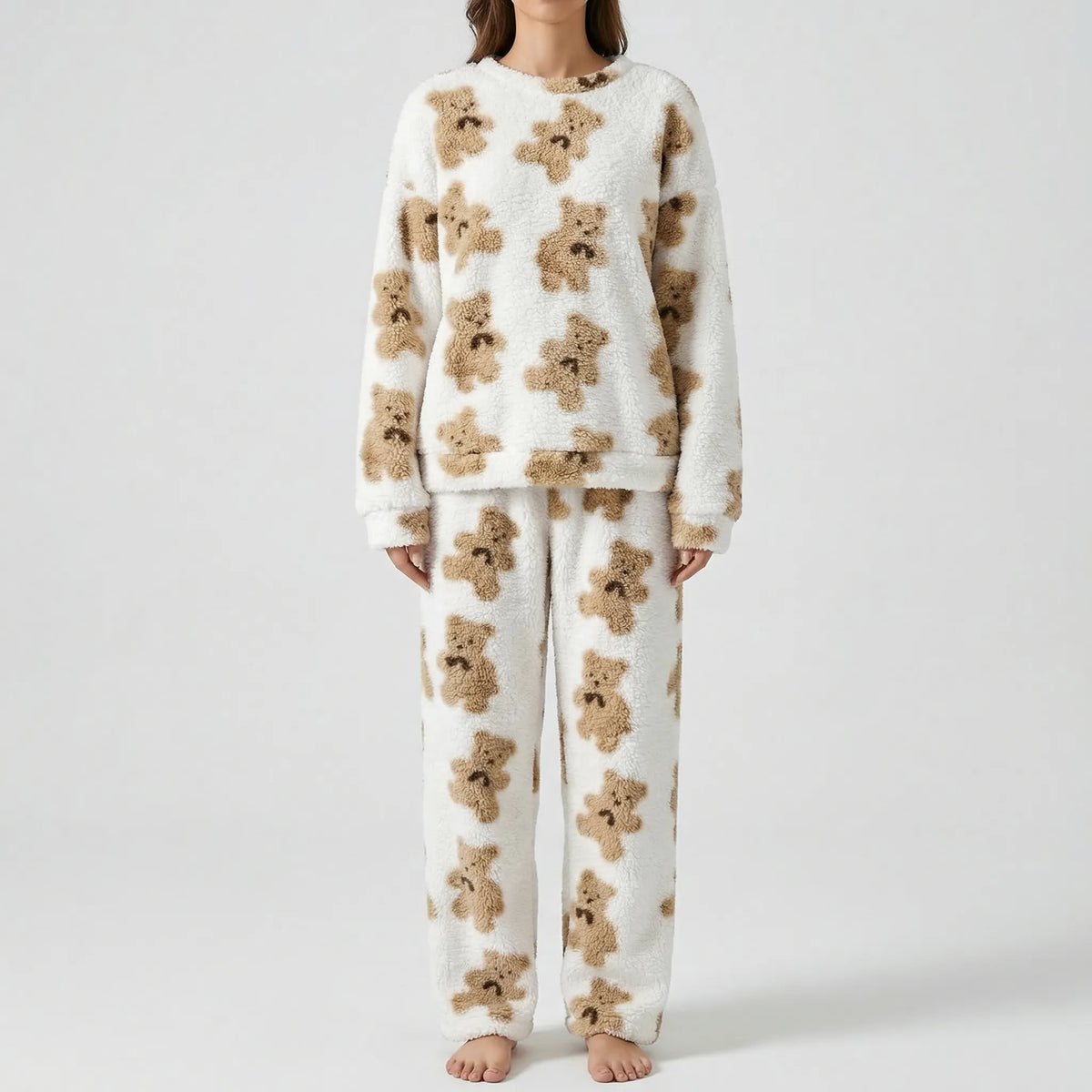 Pyjama-Set mit flauschigem Bärenmuster