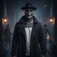 Realistische Skelettmaske mit optionalem Hut für Halloween