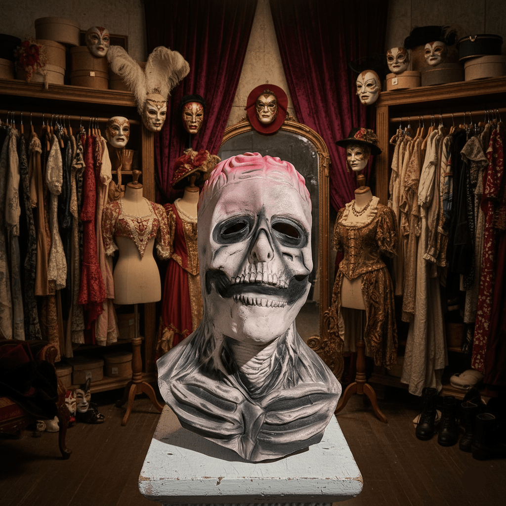 Realistische Skelettmaske mit optionalem Hut für Halloween