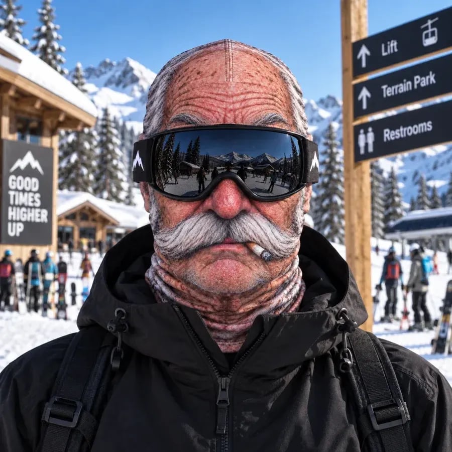 Realistische Sturmhaube mit Gesichtsmotiv – Lustige Ski- und Snowboardmaske für kaltes Wetter