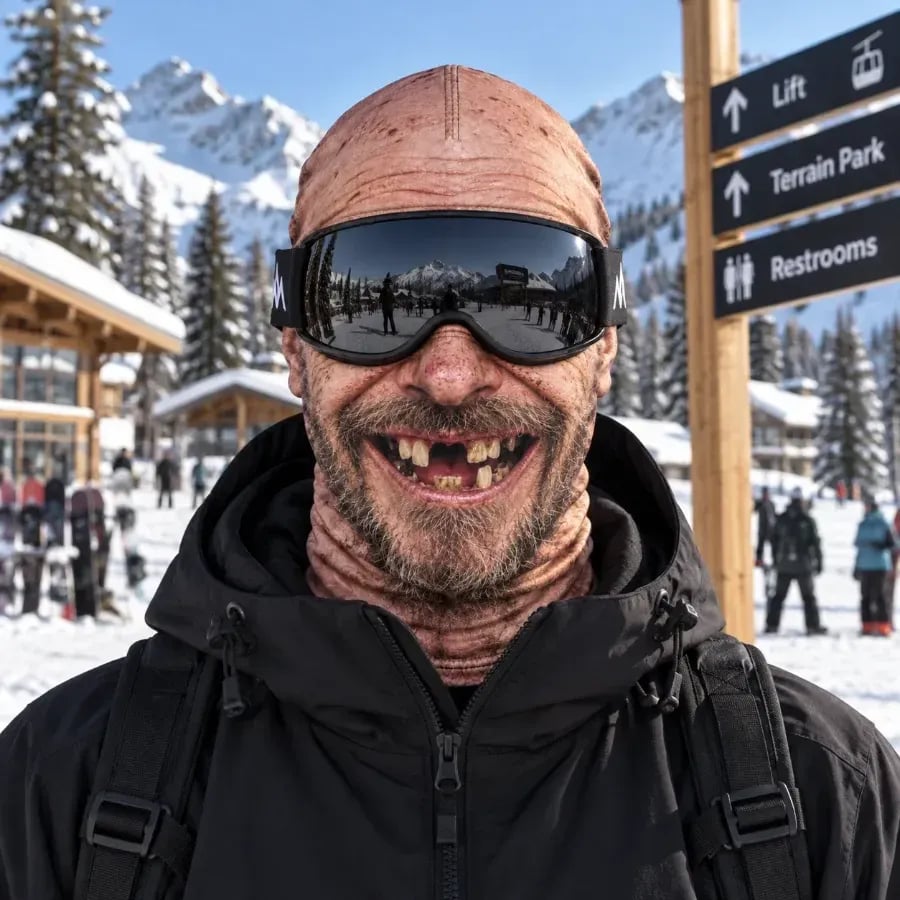 Realistische Sturmhaube mit Gesichtsmotiv – Lustige Ski- und Snowboardmaske für kaltes Wetter