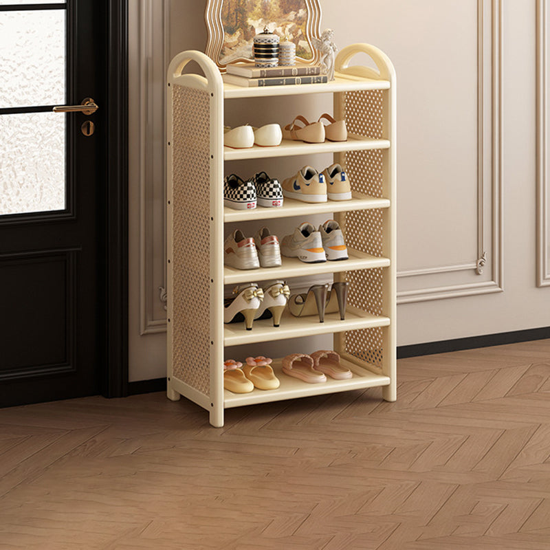 Rechteckiges Schuhregal im traditionellen Vintage-Stil aus Bambus, PE-Rattan und MDF mit 5/6 Ebenen für Eingangsbereich und Wohnzimmer