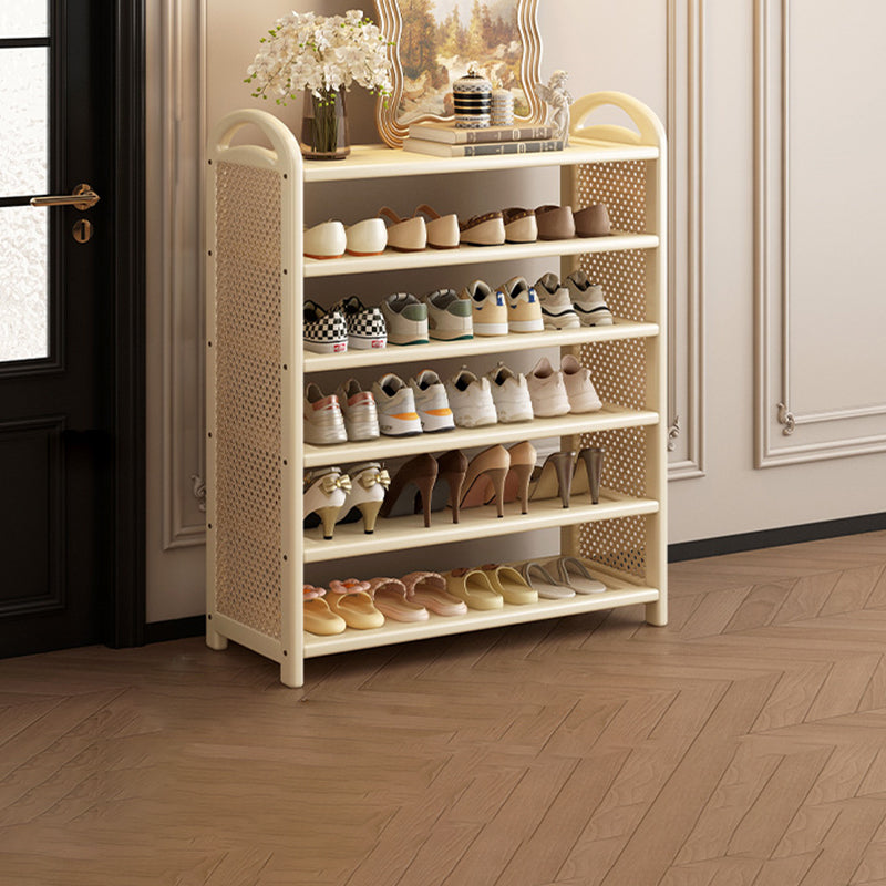 Rechteckiges Schuhregal im traditionellen Vintage-Stil aus Bambus, PE-Rattan und MDF mit 5/6 Ebenen für Eingangsbereich und Wohnzimmer