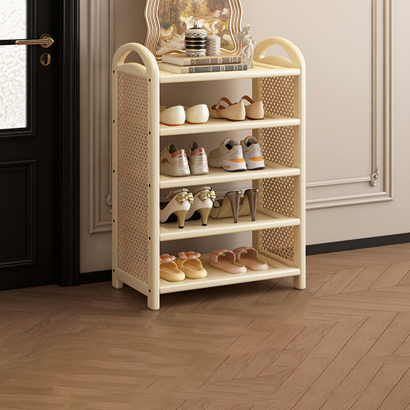 Rechteckiges Schuhregal im traditionellen Vintage-Stil aus Bambus, PE-Rattan und MDF mit 5/6 Ebenen für Eingangsbereich und Wohnzimmer