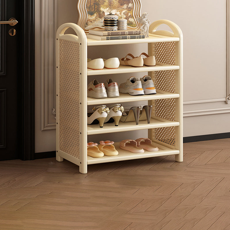 Rechteckiges Schuhregal im traditionellen Vintage-Stil aus Bambus, PE-Rattan und MDF mit 5/6 Ebenen für Eingangsbereich und Wohnzimmer