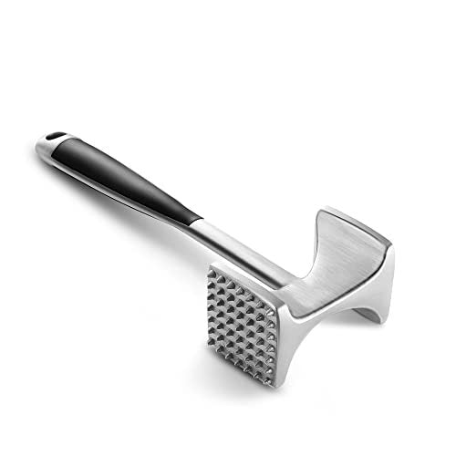 Robuster doppelseitiger Fleischklopfer aus Edelstahl mit ergonomischem, rutschfestem Griff